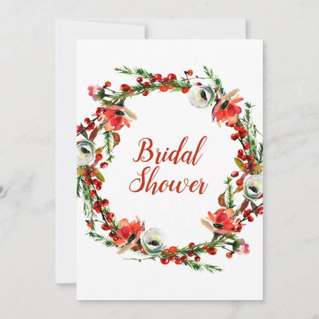 Invitation Couronne florale hivernale rustique Mariage modern (Devant)