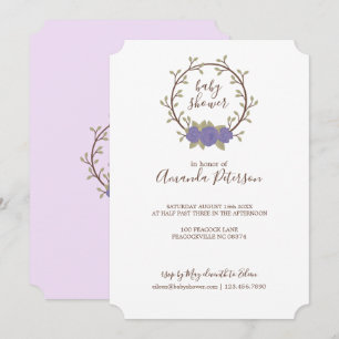 Invitation Couronne florale lilas bébé adorable Shower