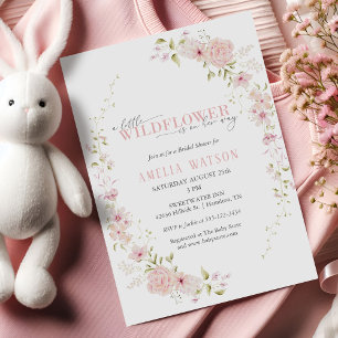 Invitation Couronne florale Little Wildflower Girl Baby Showe