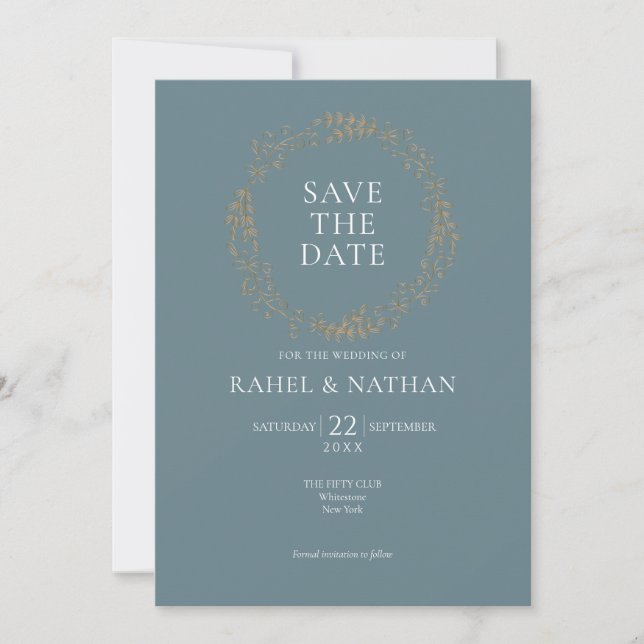 Invitation Couronne florale moderne | Sauvegarder la date (Devant)