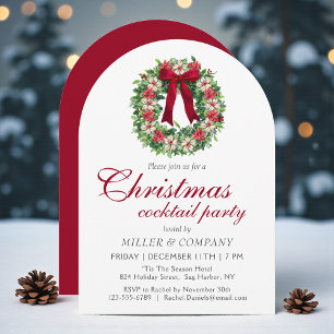 Invitation Couronne florale pour cocktail de Noël d'entrepris