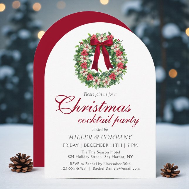 Invitation Couronne florale pour cocktail de Noël d'entrepris (Créateur téléchargé)