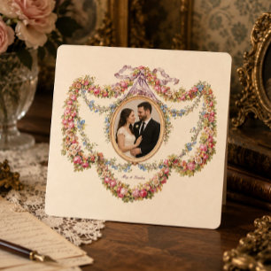 Invitation Couronne florale rococo de l'ère victorienne ovale