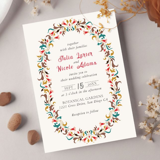 Invitation Couronne florale romantique élégante moderne de ma (Créateur téléchargé)