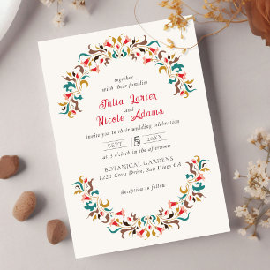 Invitation Couronne florale romantique élégante moderne Invit