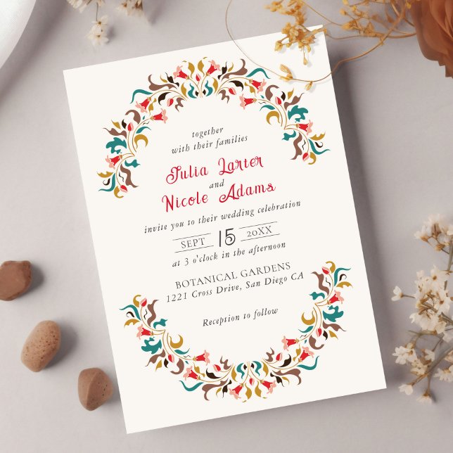 Invitation Couronne florale romantique élégante moderne Invit (Créateur téléchargé)
