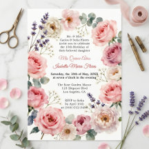 Couronne florale rose en aquarelle pour Quinceañer