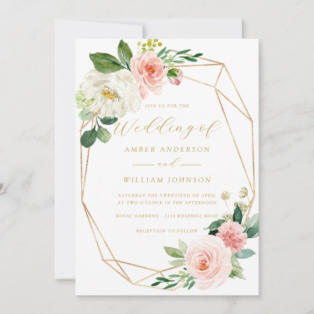 Invitation Couronne florale rose fuchsia Mariage   (Devant)