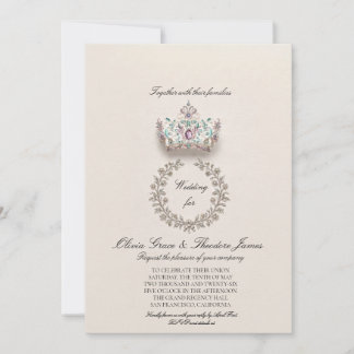 Invitation Couronne florale royale améthyste et sarcelle