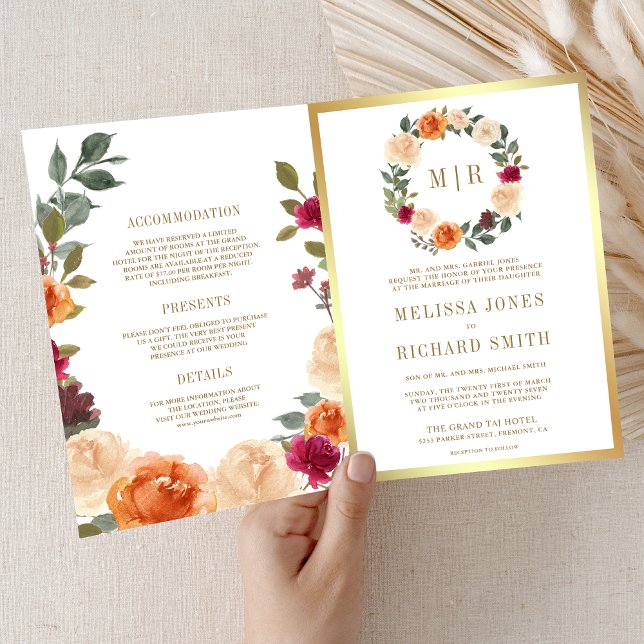 Invitation Couronne florale rustique et terreuse, code QR de  (Créateur téléchargé)