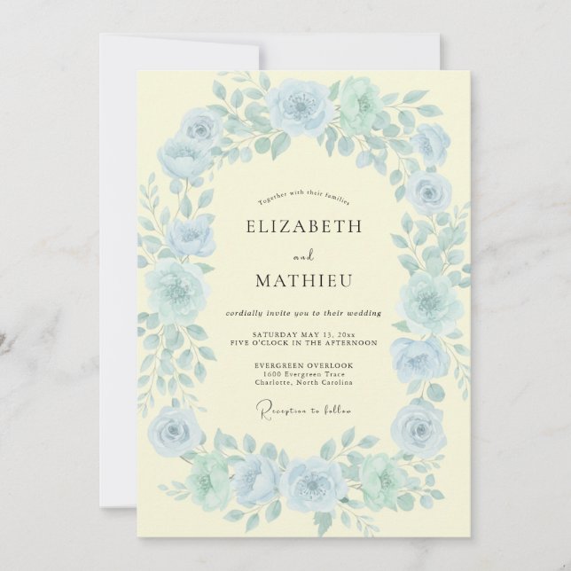Invitation Couronne Jaune de Bleuet Mariage (Devant)
