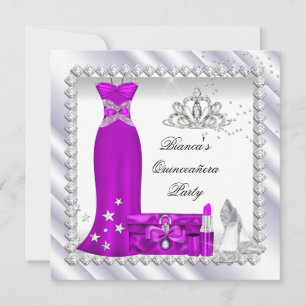 Invitation Couronne Magenta pour Quinceañera Fête des 15 ans