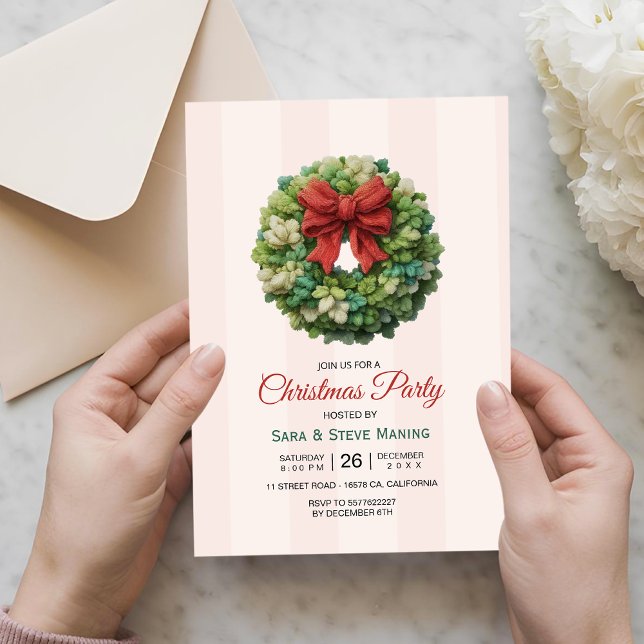 Invitation Couronne moderne élégante fête de Noël (Créateur téléchargé)