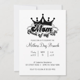Invitation Couronne noire moderne MOM Reine de ma vie Invitat