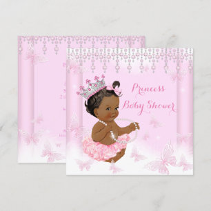 Invitation Couronne Papillon Rose Princesse Baby Shower Ethni