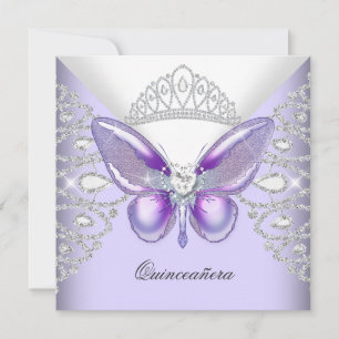 Invitation Couronne Papillon Violet Quinceanera 15ème Fête