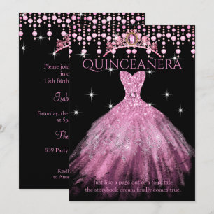 Invitation Couronne pour Robe Rose Pâle de Quinze Ans pour An
