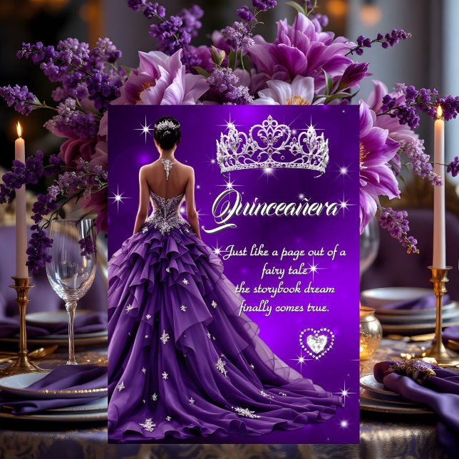 Invitation Couronne pour robe violette de fête d'anniversaire (Créateur téléchargé)