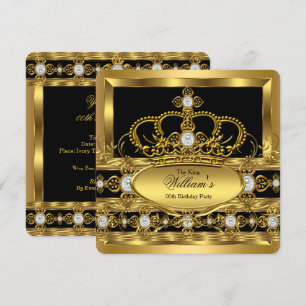 Invitation Couronne Roi Prince Reine Royal Or Diamant Fête
