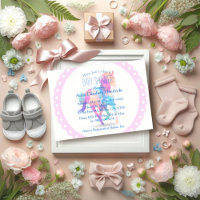 Couronne rose géométrique Cheval en course Baby Sh