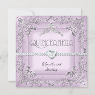Invitation Couronne Rose Quinceanera Fête d'anniversaire 15 a