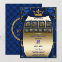Couronne Royale Bleue et Or Fête Prénatale du Prin