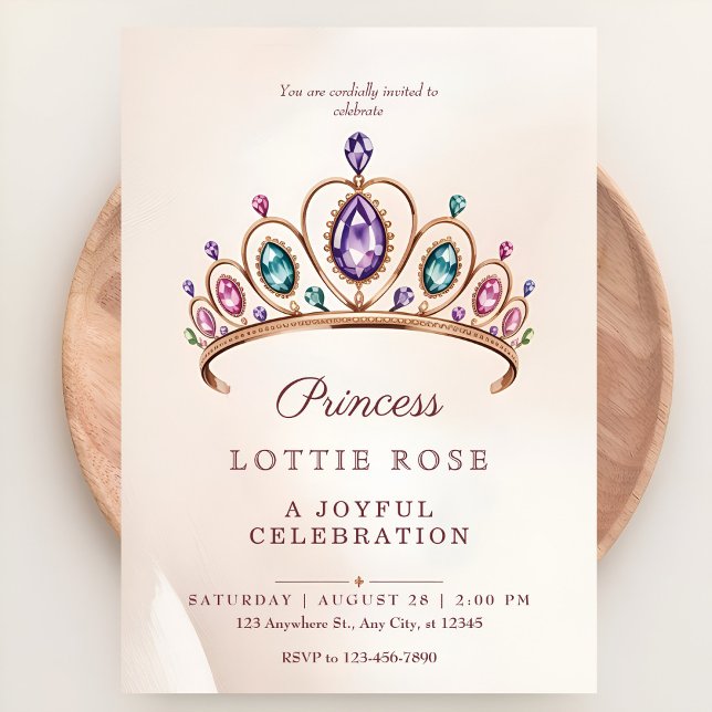 Invitation Couronne Royale de la Princesse en Or Rose Fête de (Créateur téléchargé)