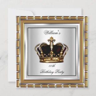 Invitation Couronne Royale d'Or et d'Argent pour Fête d'Anniv