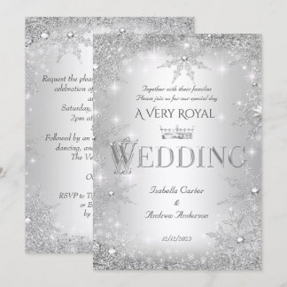 Invitation Couronne Royale Mariage Argent Merveilleux Hiver