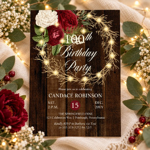 Invitation Couronne rustique boisée éclairée pour fête d'anni