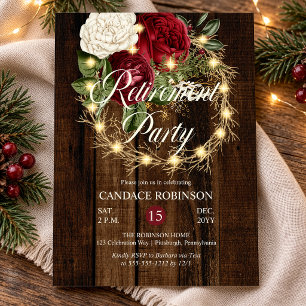 Invitation Couronne rustique boisée illuminée pour fête de re