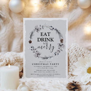 Invitation Couronne rustique d'hiver Fête de Noël