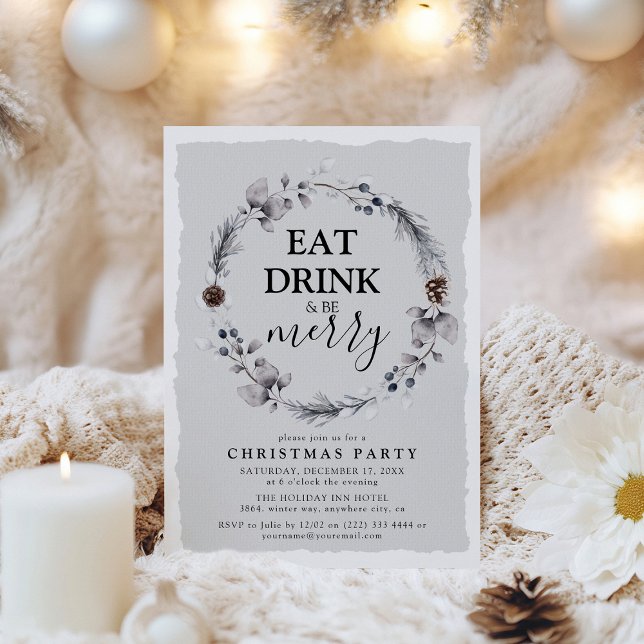 Invitation Couronne rustique d'hiver Fête de Noël (Créateur téléchargé)