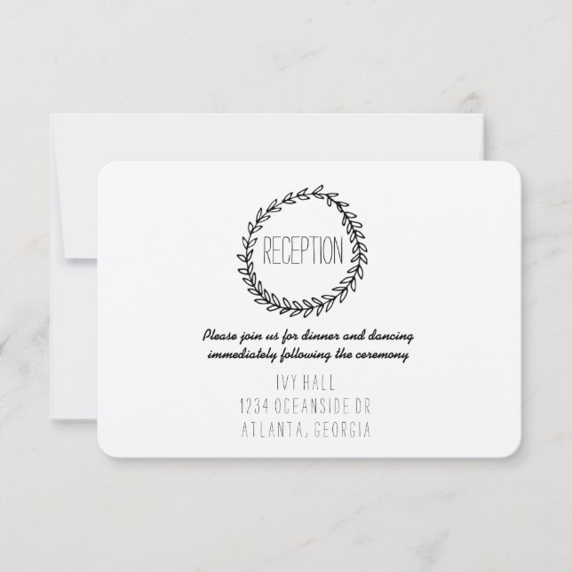 Invitation Couronne Rustique Kraft Réception (Devant)