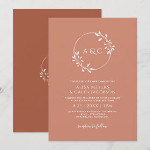 Invitation Couronne simple de mariage en terre cuite et rouil