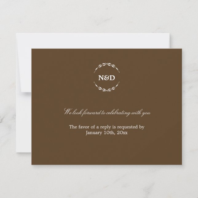 Invitation Couronne simple initiale marron réponse rsvp maria (Devant)