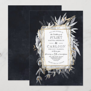 Invitation Couronne Vintage foncée avec feuillage rustique