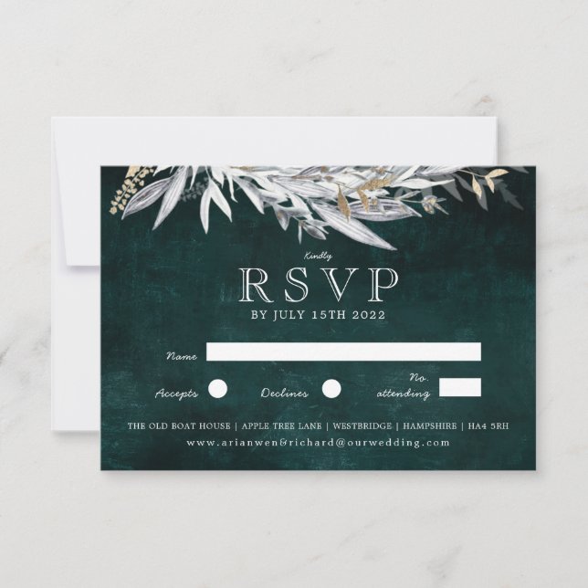 Invitation Couronne vintage sombre avec feuillage rustique (Devant)