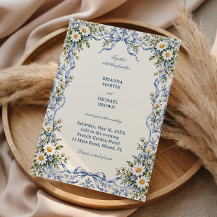 Invitation Couronnes de marguerites rencontrent rubans bleus