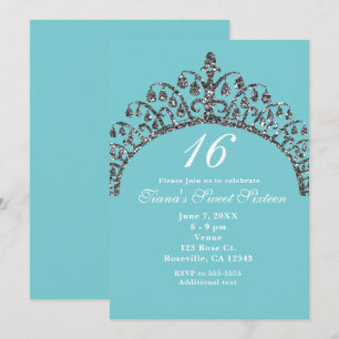 Invitation Couronnes de tiares à paillettes fausses argentées