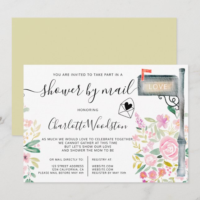 Invitation Courrier à l'aquarelle de printemps florale (Devant / Derrière)