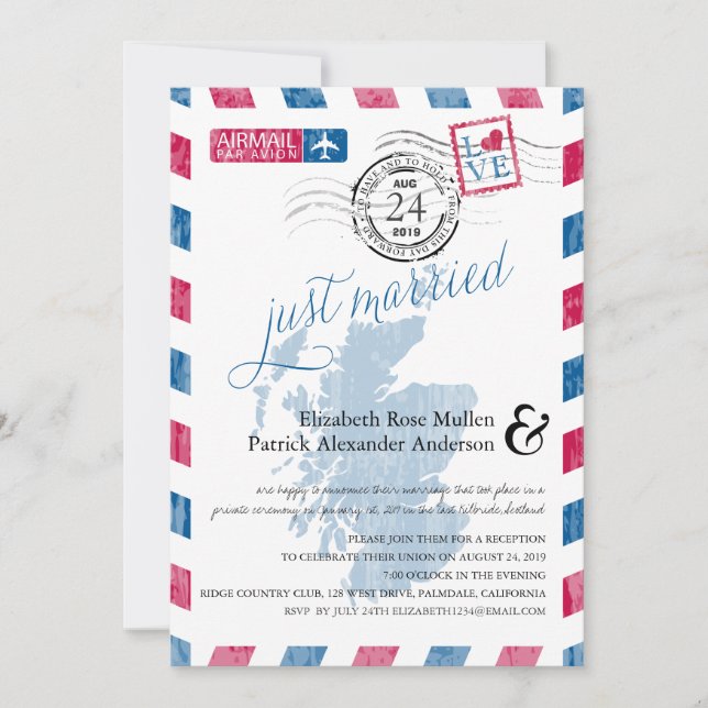 Invitation Courrier aérien antique réception postale Écosse (Devant)