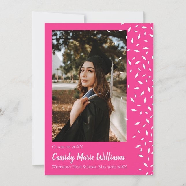 Invitation Cours de White Pink Confeti (Devant)