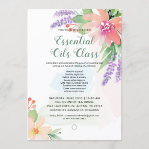 Invitation Cours d'huiles essentielles florales aquarelle de 