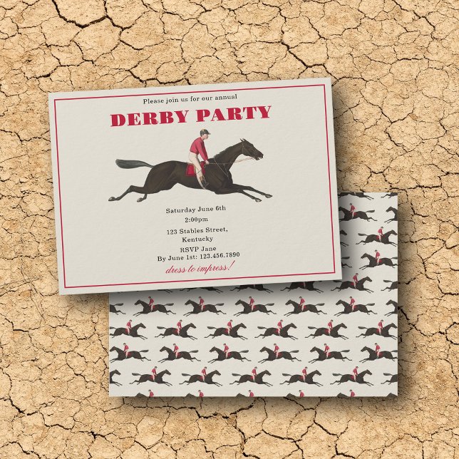 Invitation Course annuelle de la fête du Derby Cheval équestr (Annual Derby Party Race Horse Equestrian Racing Invitation)