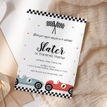 Invitation Course automobile Blue Red Anniversaire<br><div class="desc">Course voiture course Blue Red Invitation anniversaire.</div>