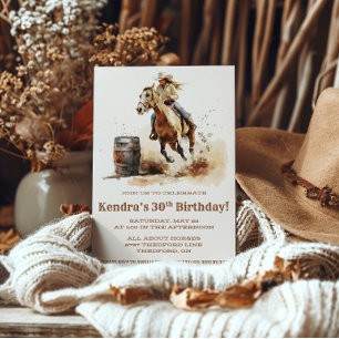Invitation Course de barils, Fête d'anniversaire de cowgirl
