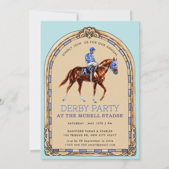 Invitation Course de chevaux de Derby Arts & Crafts gravure s (Devant)