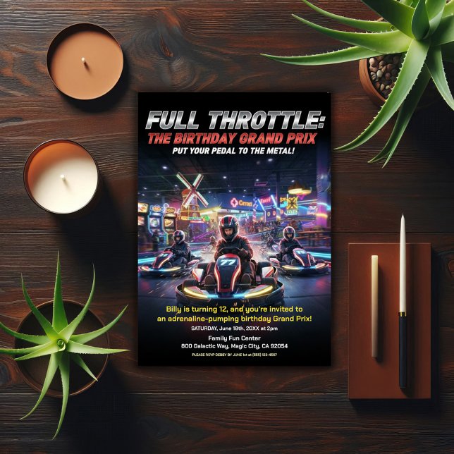Invitation Course de vitesse d'anniversaire Full Throttle (Créateur téléchargé)