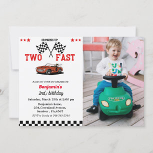 Invitation Course deux rapide voiture garçon 2e anniversaire